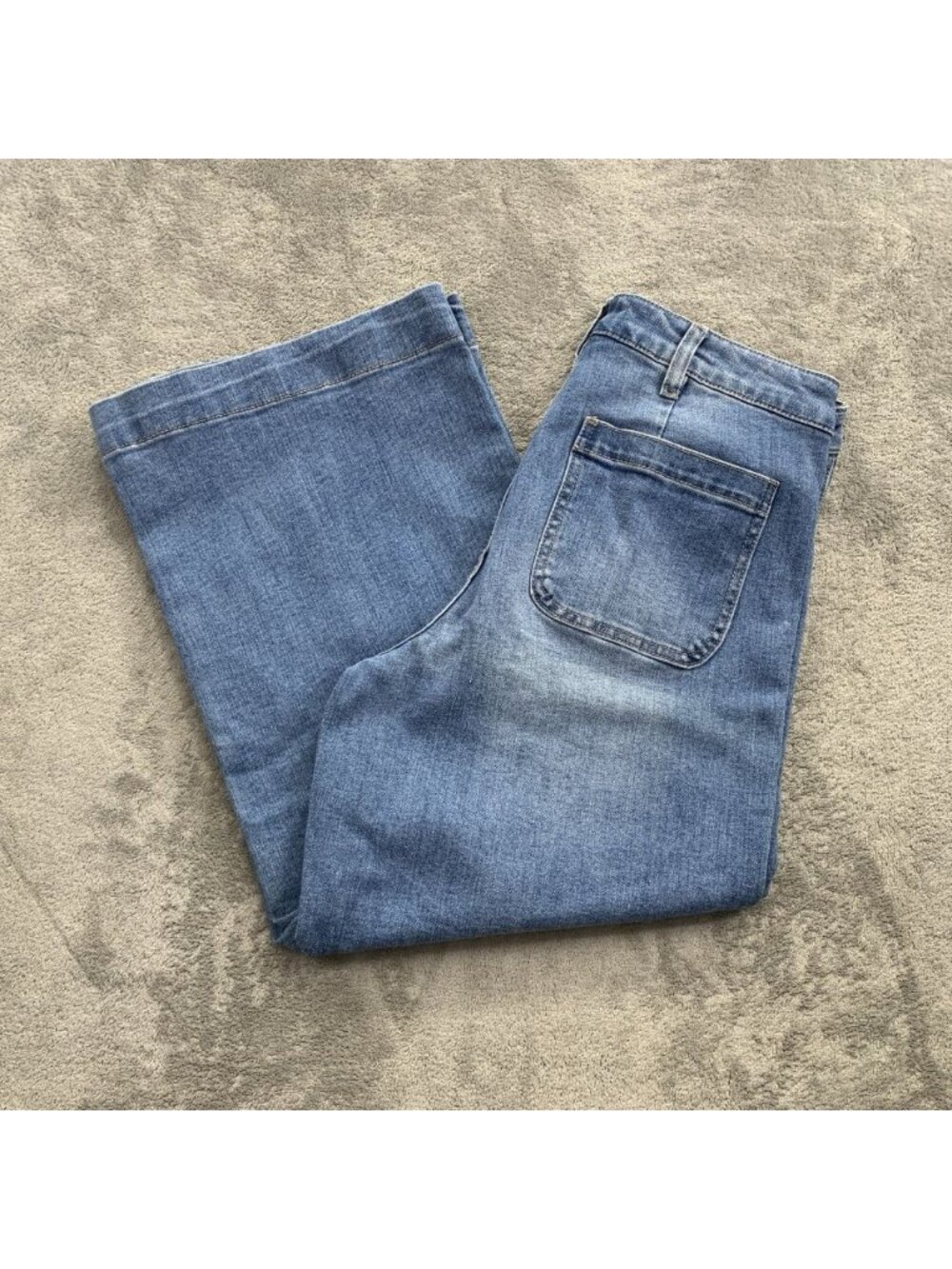 Oat New York Jeans Womens 8/29 Blue High Rise Wide Leg Raw Hem Denim Boho Casual